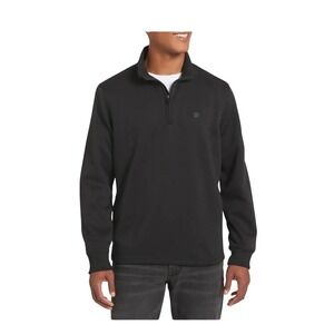 DKNY Mens Quarter Zip Pullover Sweatshirt Black Mock Neck Long Sleeve Size M